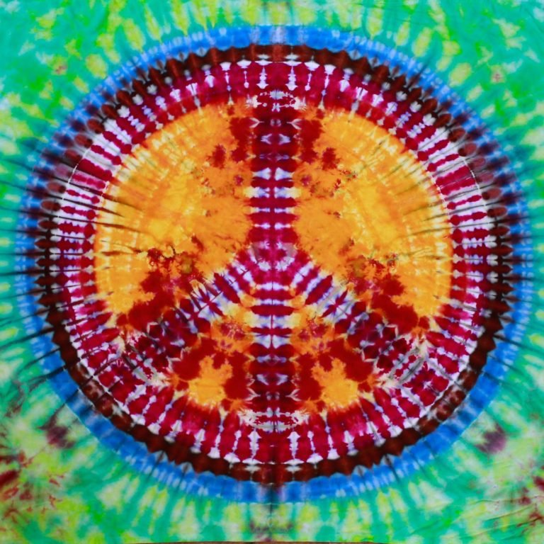 peace sign tie dye tapestry