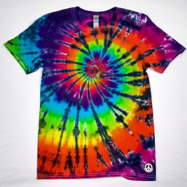 black and tie dye spiral t-shirt